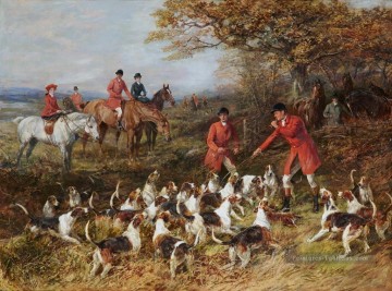 Chasseurs et chiens de chasse Heywood Hardy Peinture à l'huile